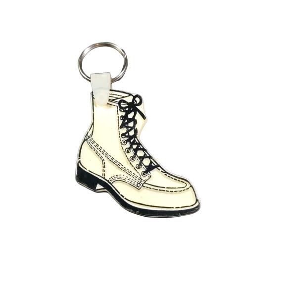 White Work Boot Keychain Hard Plastic - Picture 1 of 8